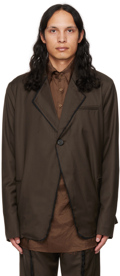 Edward Cuming Ssense Exclusive Brown Peek-a-boo Blazer In Brown/black