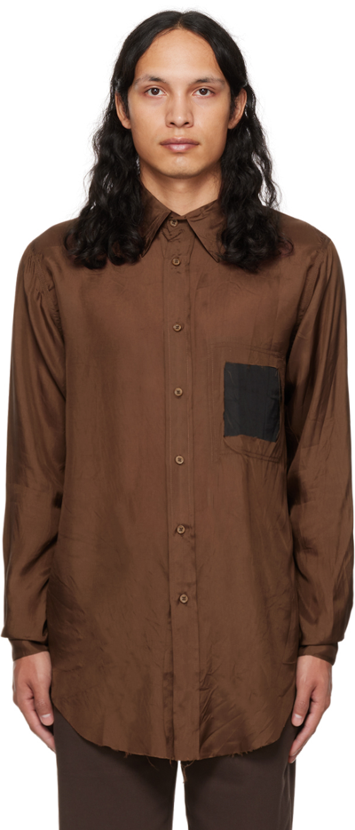 Edward Cuming Ssense Exclusive Brown Patched Shirt In Brown/black