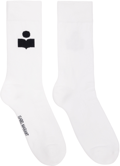 Isabel Marant Logo Cotton Blend Socks In Bianco