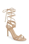 Stuart Weitzman Soiree 100 Lace-up Sandal In Adobe