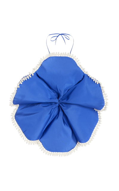 Rosie Assoulin Women's Flower Sculpted Silk Top In Blue
