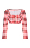 ROSIE ASSOULIN GINGHAM COTTON CROPPED TOP