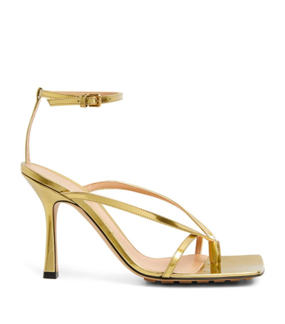 Bottega Veneta Leather Stretch Sandals 90 In Metallic