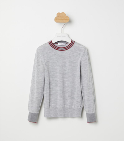 Brunello Cucinelli Virgin Wool-cashmere Sweatshirt (4-12 Years) In Grey