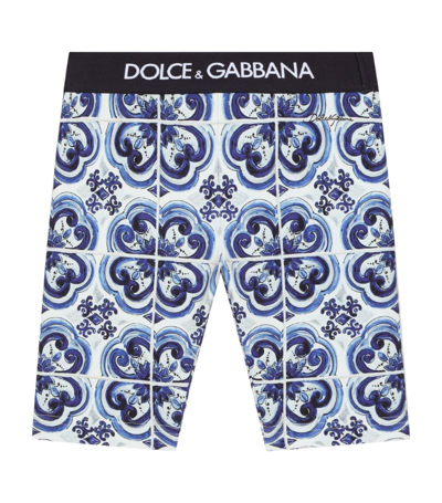 Dolce & Gabbana Kids Majolica-print Cycling Shorts (2-6 Years) In Blue