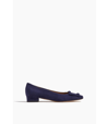 Ann Mashburn Buckle Shoe In Navy Suede In Blue