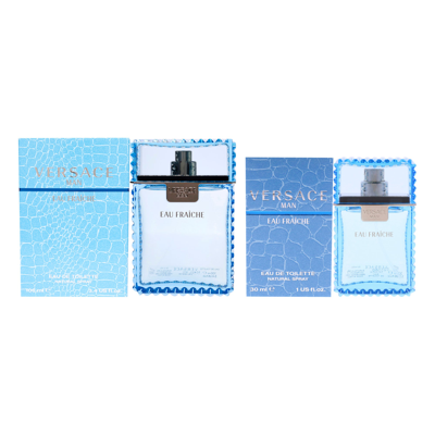 Versace For Men - 2 Pc Kit 3.4oz Edt Spray, 1oz Edt Spray In Blue