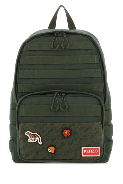 Kenzo Jungle Patch Zipped Backpack In Green