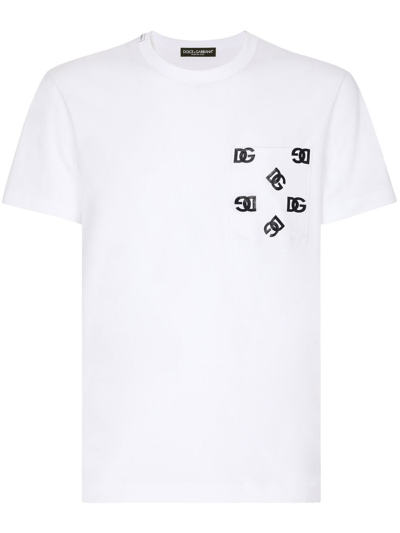 Dolce & Gabbana Dg Logo-print Pocket T-shirt In White
