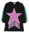 Stella Mccartney Fringed Star-patch Sweater Dress In Black