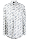 Fendi Logo Chain Print Silk Shirt In White