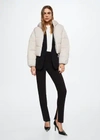 Mango Hood Quilted Coat Ecru In Ecru