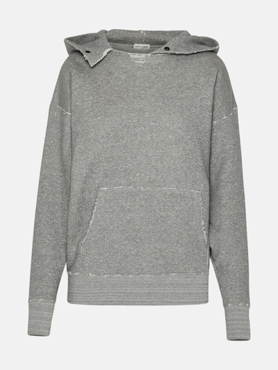 Saint Laurent Grunge Cotton Sweatshirt In Grey