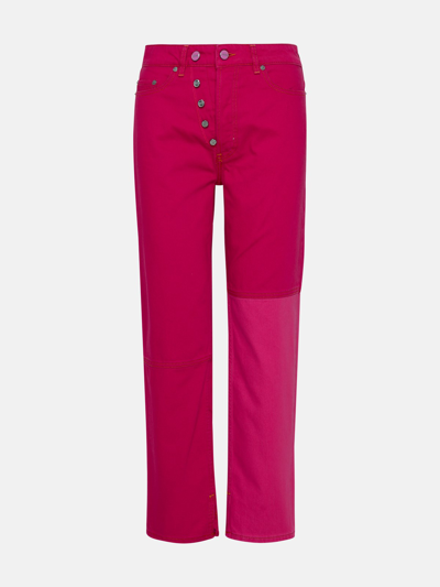 Ganni Fucsia Cotton Denim Jeans In Fuchsia