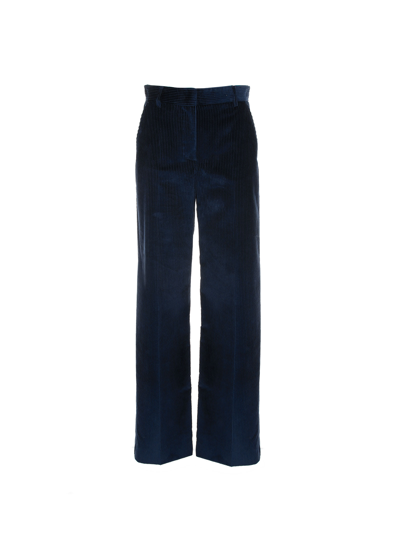 Weekend Max Mara Velvet Trousers In Blu