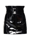 Philosophy Di Lorenzo Serafini Glossy Belted Mini Skirt With Side Slit In Black