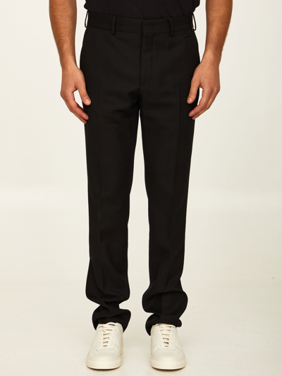 Fendi Wool-blend Cavalry Twill Suit Trousers In Black