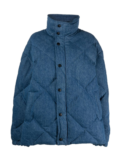 Made In Tomboy Quilted High Collar Goose Down Jacket In Blue