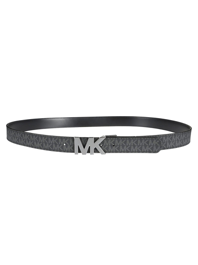 Michael Kors Reversible Logo And Leather Belt In Black