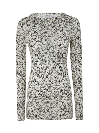 Liviana Conti Long Sleeved T-shirt Boat Neck Detail In Flw Graphic Flower