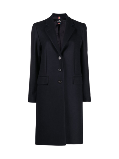 Ps By Paul Smith Single-breasted Mid-length Coat In Black