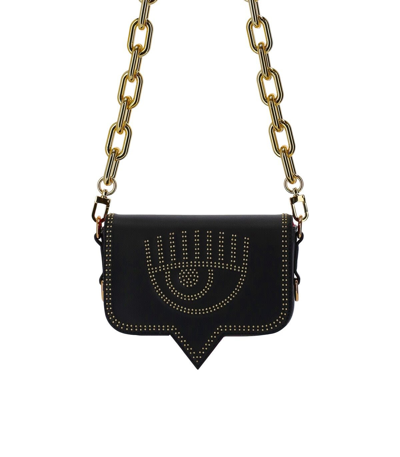 Chiara Ferragni Eyelike Small Black Gold Crossbody Bag