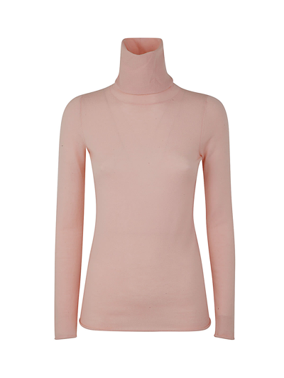 Baserange Basic Wool Elastane Turtle Neck Pullover In Blush
