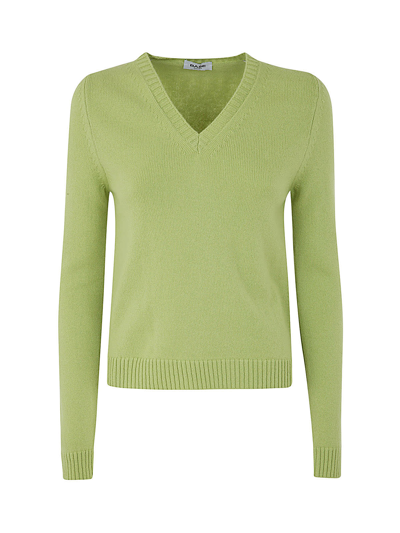 Baserange V-neck Pullover With Side Splits In Apple