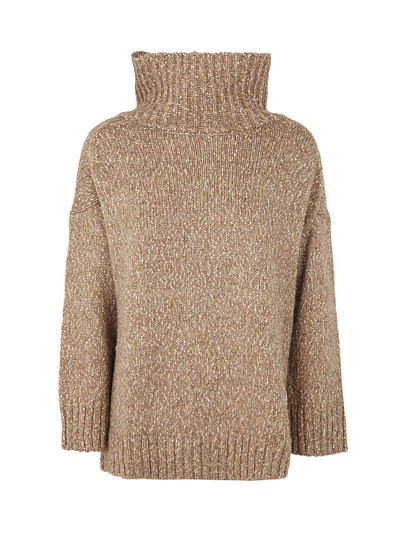 Anneclaire Wide Turtle Neck Pullover In Camel