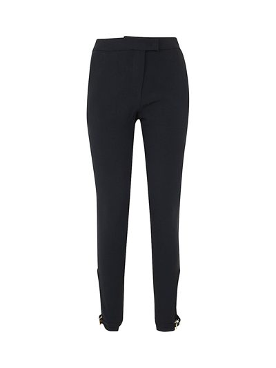 Blumarine Buckled-ankle Slim-fit Trousers In Black