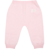 PALM ANGELS PINK TROUSERS FOR BABY GIRL WITH WHITE LOGO