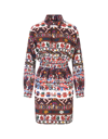 Dsquared2 Midi Shirt Dress With Multicolored Print In Multicolore