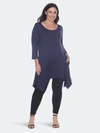 White Mark Plus Size Makayla Tunic Top In Navy