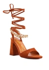 London Rag Gone Gurl Chain Detail Tie Up Block Heels Sandal In Tan