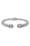Devata Two-tone Topaz Cuff Bracelet In Silver/gold/blue