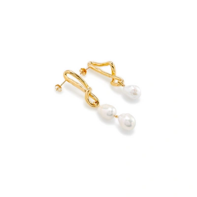 Missoma Molten Knot Recycled Gold-plated Pearl Pendant Earrings