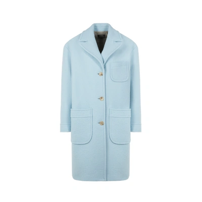 Apc Single-breasted Wool Coat In Light Blue