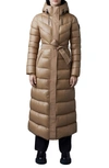 Mackage Calina Lustrous Water Repellent Down Coat In Camel