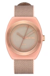 Nixon Light-wave Solar Nylon Strap Watch, 36mm In Light Pink / Rose Gold