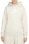 Nike Women's  Sportswear Club Fleece Logo Pullover Hoodie In Oatmeal Heather/ White