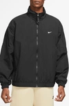 Nike Sportswear Solo Swoosh Nylon Track Jacket In Black/white