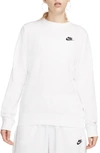 Nike Women's  Sportswear Club Fleece Crew-neck Sweatshirt In White