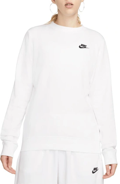 Nike Women's  Sportswear Club Fleece Crew-neck Sweatshirt In White