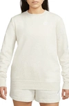 Nike Women's  Sportswear Club Fleece Crew-neck Sweatshirt In Oatmeal Heather/ White