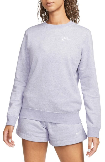 Nike Sportswear Club Fleece Crewneck Sweatshirt In Light Thistle/ Heather/ White