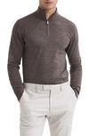 Reiss Blackhall Quarter Zip Wool Sweater In Mouse Brown