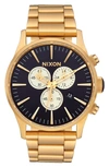Nixon The Sentry Chronograph Bracelet Watch, 42mm In Gold / Indigo