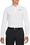 Nike Men's Dri-fit Victory Long-sleeve Golf Polo In White/ Black