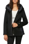 Soia & Kyo Viviana Mix Media Hooded Wool Blend Jacket In Black