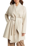 Harris Wharf London Draped Wool Coat In Almond